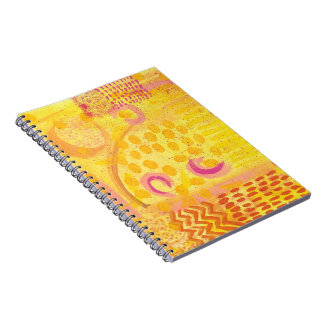 Espiral Caderno de pintura abstrata de coral amarelo