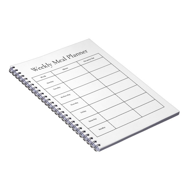 Espiral Caderno de Planeamento Semanal de Refeições (Lado Direito)