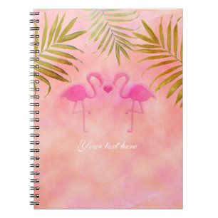 Espiral Caderno de Praia Tropical Dois Flamingos Rosa