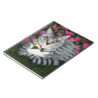 Espiral Caderno de prata da arte do gato do jardim do gato