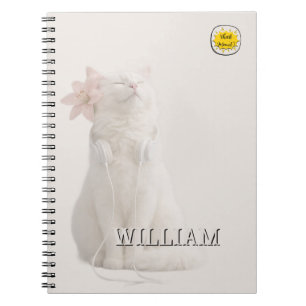 Espiral Caderno de prata personalizado com foto de gato