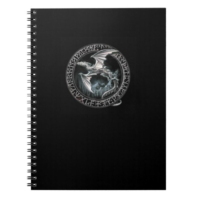 Espiral Caderno de prata Runic do dragão (Frente)