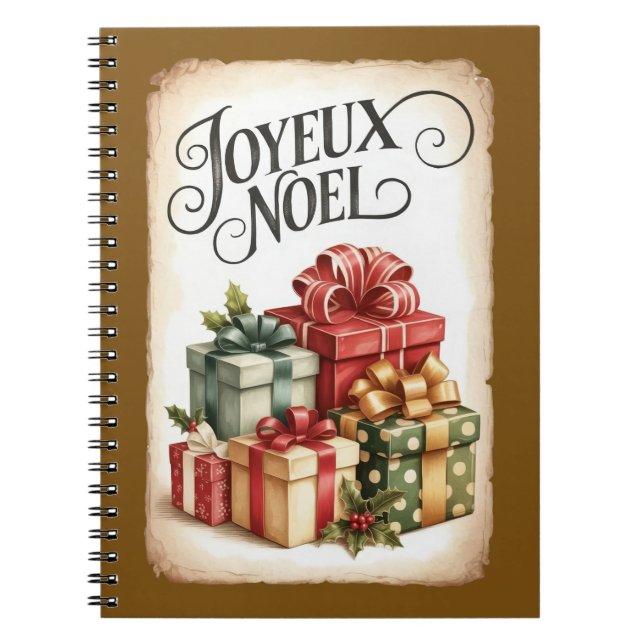 Espiral Caderno de Presente de Natal Joyeux Noël (Frente)