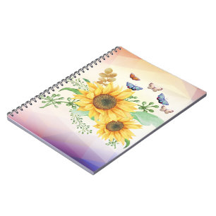 Espiral caderno de primavera de girassol