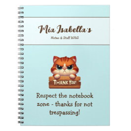 Espiral Caderno de Privacidade Obrigado Gato Engraçado Per