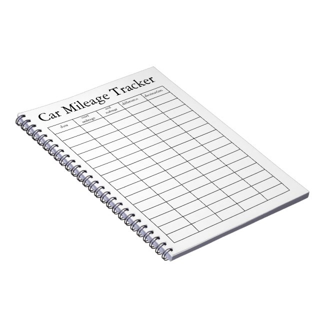 Espiral Caderno de Rastreamento de Quilometragem de Carro (Lado Direito)