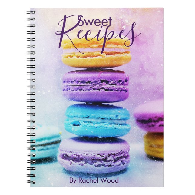 Espiral Caderno de receita macaron com modelo de nome (Frente)