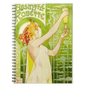 Espiral Caderno de Robette do absinto de Alphonse Mucha