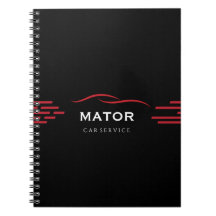Caderno de Serviço de Carro Preto e Vermelho