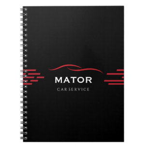 Espiral Caderno de Serviço de Carro Preto e Vermelho