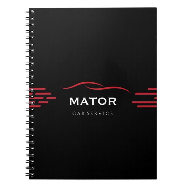 Espiral Caderno de Serviço de Carro Preto e Vermelho (Frente)