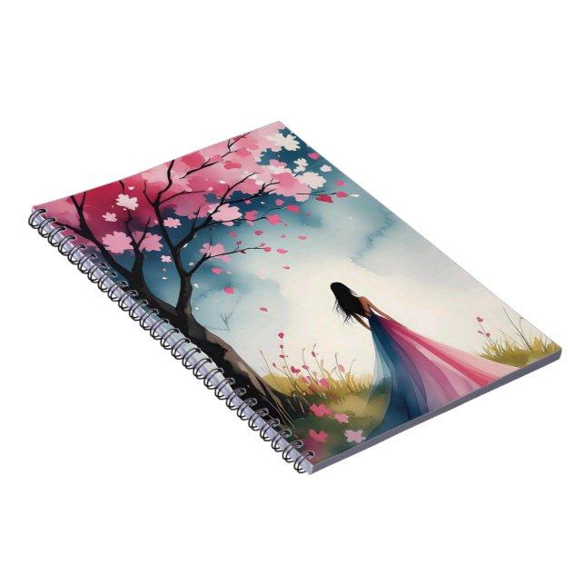 Espiral Caderno de Sonhos com Flor de Cerejeira (Lado Direito)