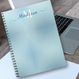 Espiral Caderno de Tipografia em Papel Alumínio Azul Turqu
