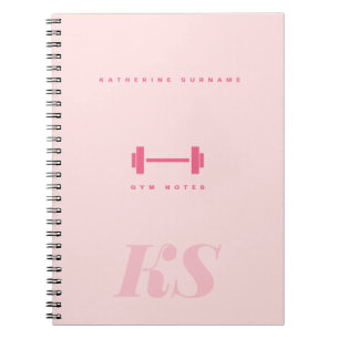 Espiral Caderno de Treino Rosa com Iniciais de Monograma P
