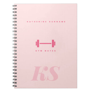 Espiral Caderno de Treino Rosa com Iniciais de Monograma P