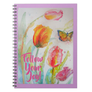 Espiral Caderno de Tulipas Rosa Floral Flores