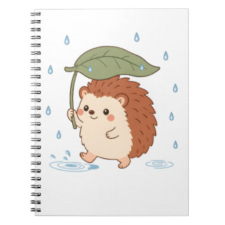 Espiral Caderno de um dia chuvoso com guarda-chuva de folh