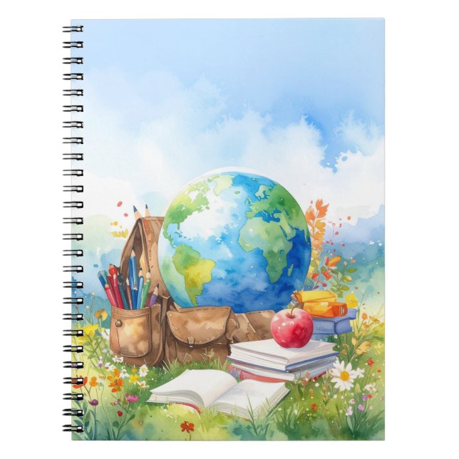 Espiral Caderno de volta às aulas com aquarela (Frente)