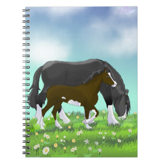 Espiral Caderno de Volta às Aulas com Égua Clydesdale e Po