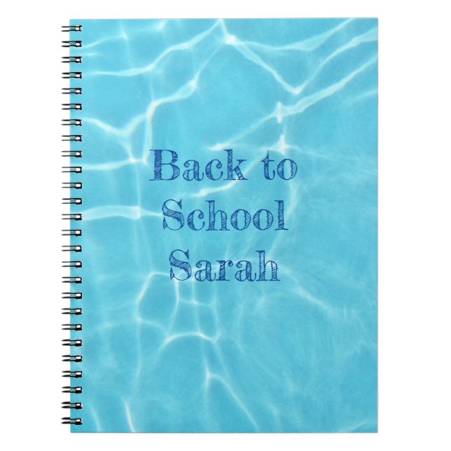 Espiral caderno de volta às aulas com piscina com texto pr (Frente)