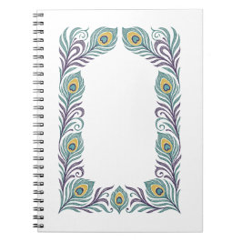 Espiral Caderno Decorativo Pena de Pavão