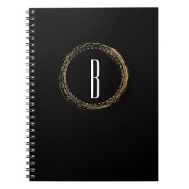 Espiral Caderno Diário Círculo Glamour Brilho Folha Dourad