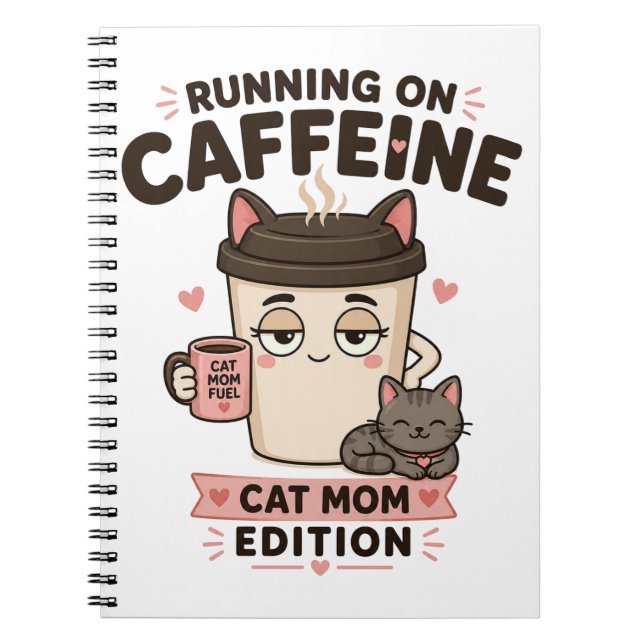 Espiral Caderno Diário da Mãe de Gato Engraçada que Funcio (Frente)