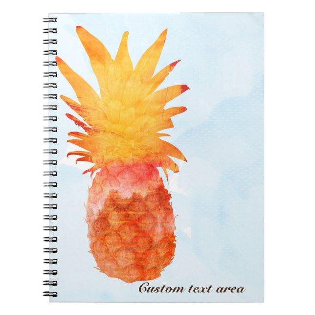 Espiral Caderno Diário Tropical Aquarela Abacaxi (Frente)