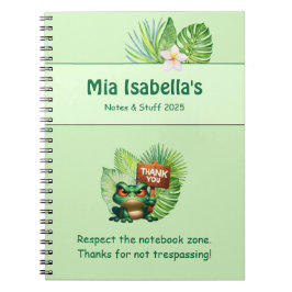 Espiral Caderno Divertido de Rã Tropical - Personalizável 