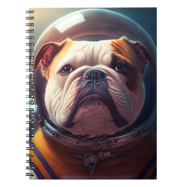 Espiral Caderno do Adorável Astronauta Bulldog (Frente)