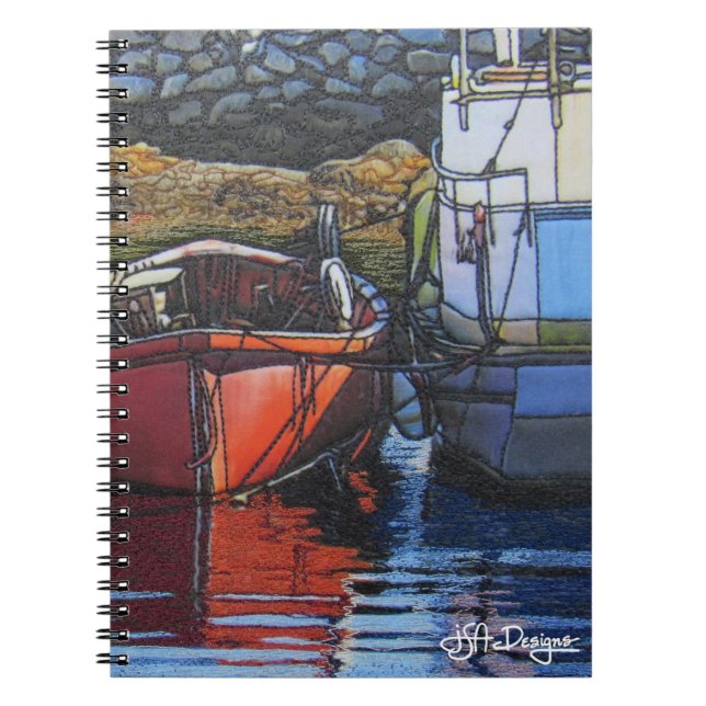 Espiral Caderno do barco da arte de matéria têxtil (Frente)