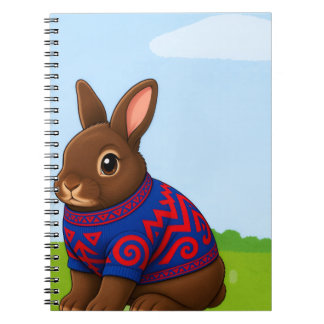Espiral Caderno do Coelho de Chocolate com suéter estampad