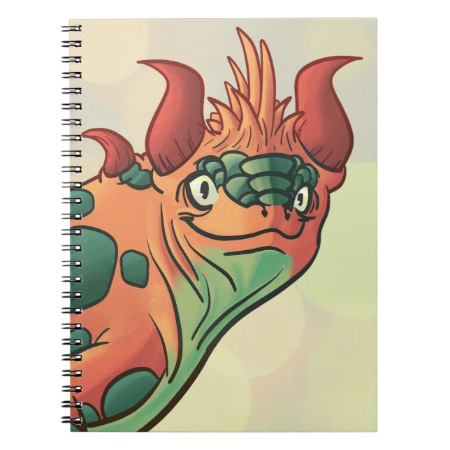 Espiral Caderno do Dragão Laranja e Verde Teal (Frente)