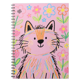 Espiral Caderno do Gato Rabiscado Rosa