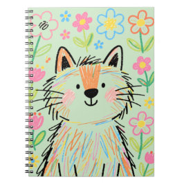 Espiral Caderno do Gato Rabiscado Verde