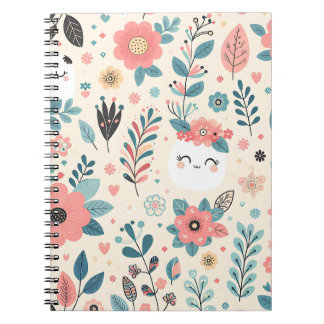 Espiral Caderno do Jardim Floral Kawaii