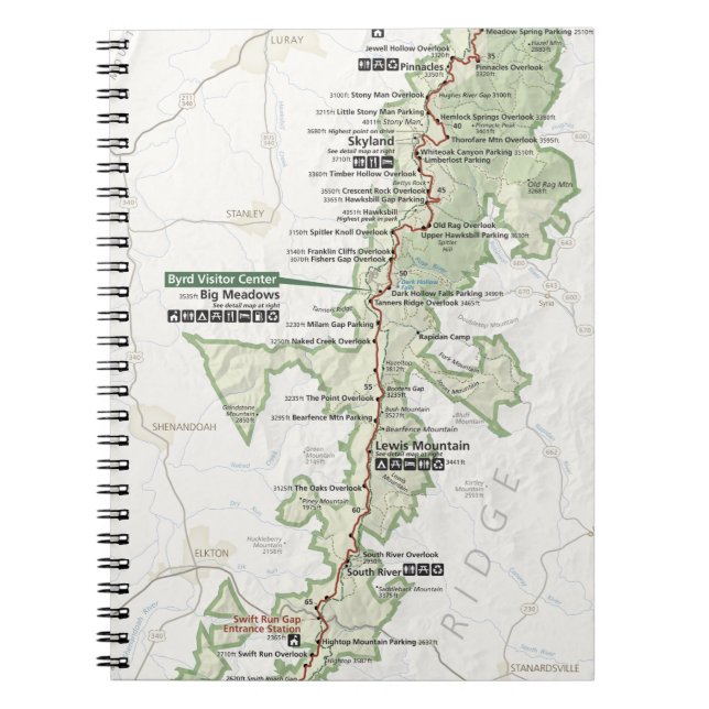 Espiral Caderno do mapa de Shenandoah (Frente)