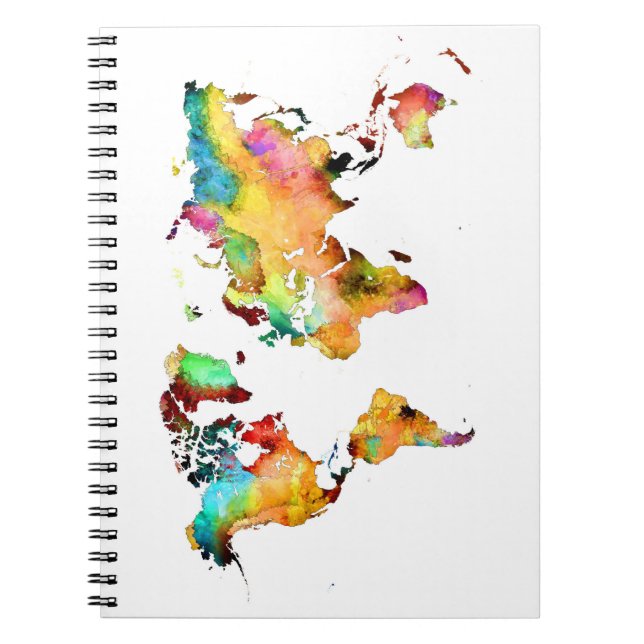 Espiral caderno do mapa do mundo (Frente)