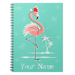 Espiral Caderno do nome do flamingo do Natal
