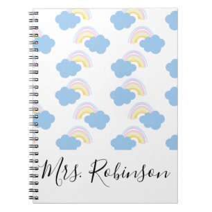 Espiral Caderno do Nome do Professor do Script das Nuvens 