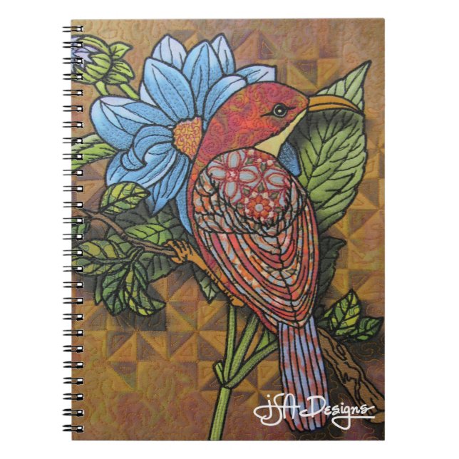 Espiral Caderno do pássaro da arte de matéria têxtil (Frente)