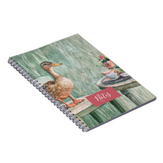 Espiral Caderno do Pato Caprichoso e Xícara de Chá Vintage