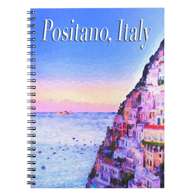 Espiral Caderno do Pôr do Sol de Positano, Itália (Frente)