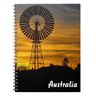 Espiral Caderno do por do sol do moinho de vento