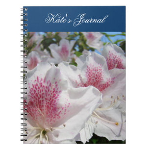 Espiral Caderno do seu nome Azaléias rosa branco