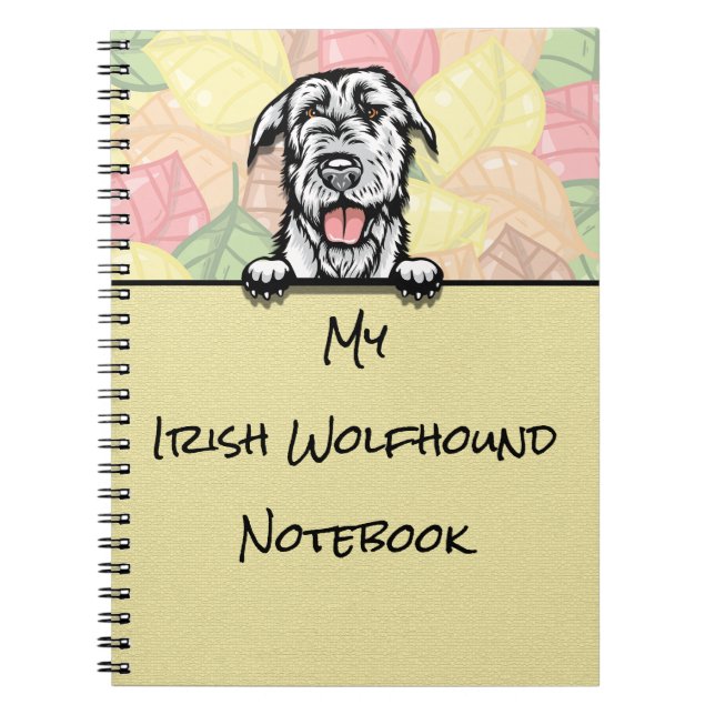 Espiral Caderno do simpático Irish Wolfhound a espreitar (Frente)