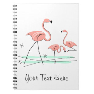 Espiral Caderno do texto do trio 2 dos flamingos
