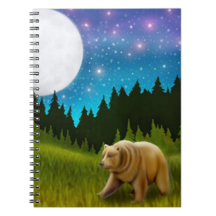 Espiral Caderno do urso de urso da noite