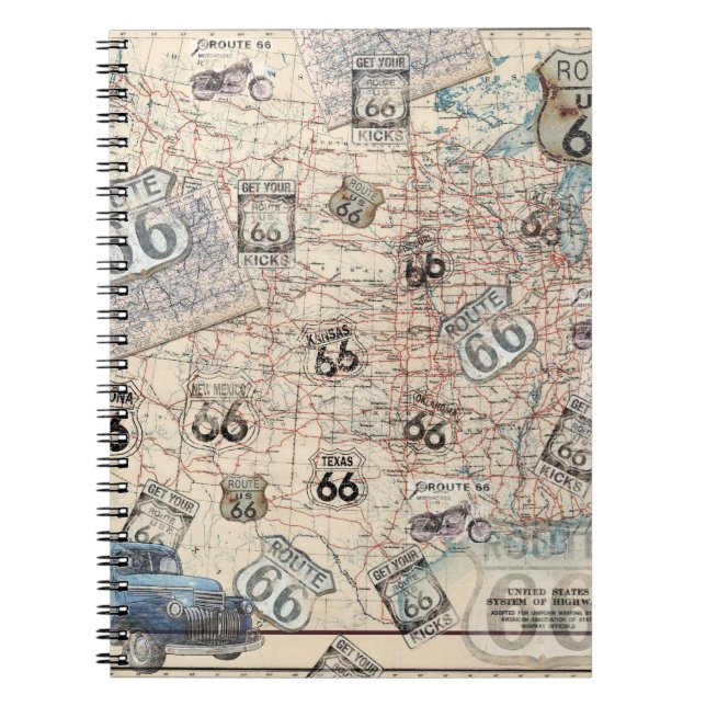 Espiral Caderno do viagem da rota 66 (Frente)