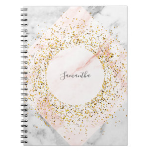 Espiral Caderno Dourado cor-de-rosa personalizado do